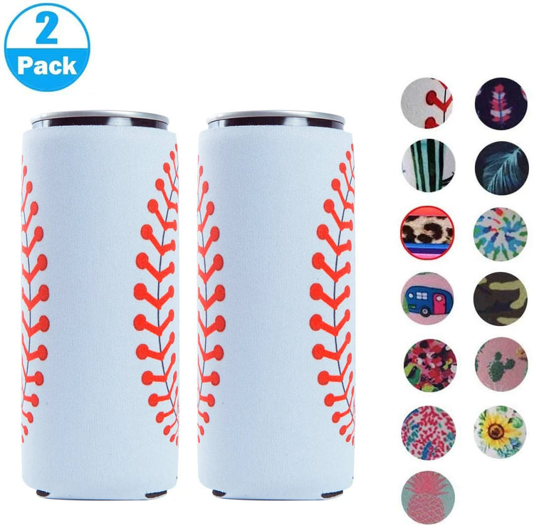 2Pack Skinny Can Cooler Bag, Wine Cooler Bag Beer Cooler for Bottles and Cans Colourful Neoprene Beer Coolies Beer Holders 12Oz