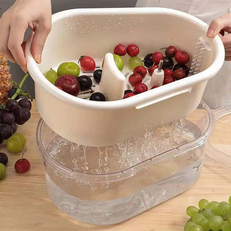 Vegetable Fruit Cleaning Spinner Labor-Saving Fruit Washers Machine Manual Kitchen Scrubber for Berries Fruits
