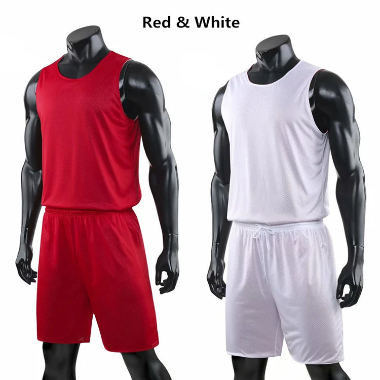 Double-Sided Wearable Basketball Jersey Sets Uniforms Sports Clothing Breathable Quick Dry Men Kids Basketball Training Suits