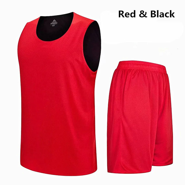 Double-Sided Wearable Basketball Jersey Sets Uniforms Sports Clothing Breathable Quick Dry Men Kids Basketball Training Suits