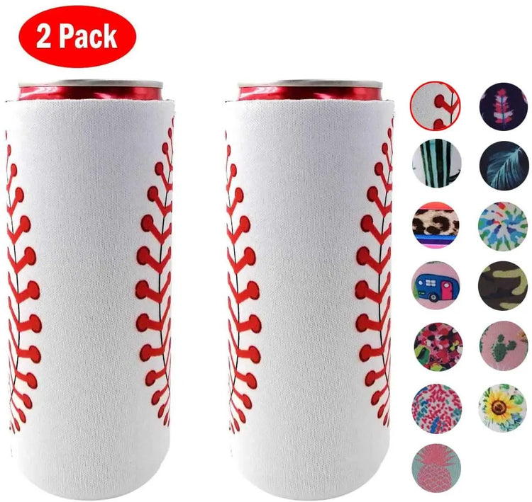 2Pack Skinny Can Cooler Bag, Wine Cooler Bag Beer Cooler for Bottles and Cans Colourful Neoprene Beer Coolies Beer Holders 12Oz