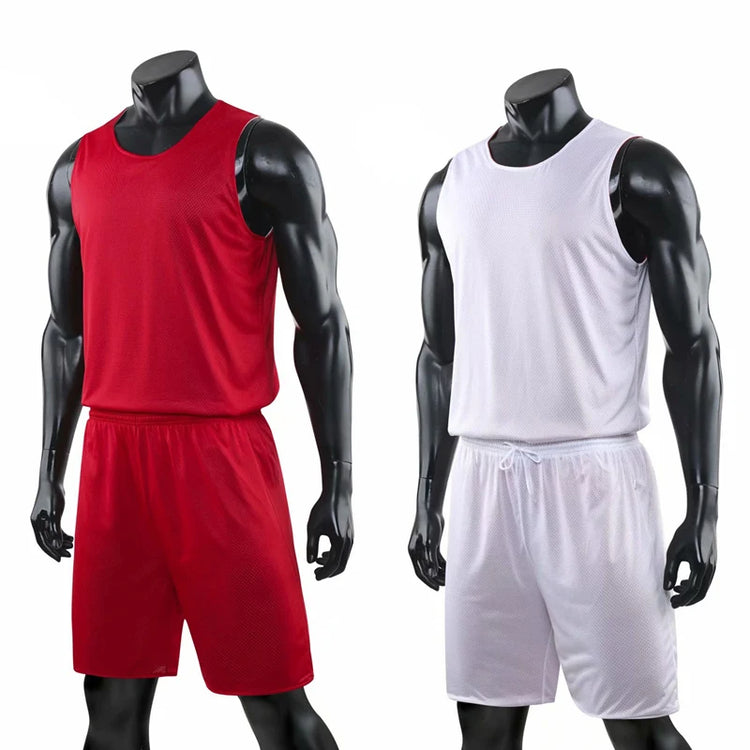 Double-Sided Wearable Basketball Jersey Sets Uniforms Sports Clothing Breathable Quick Dry Men Kids Basketball Training Suits