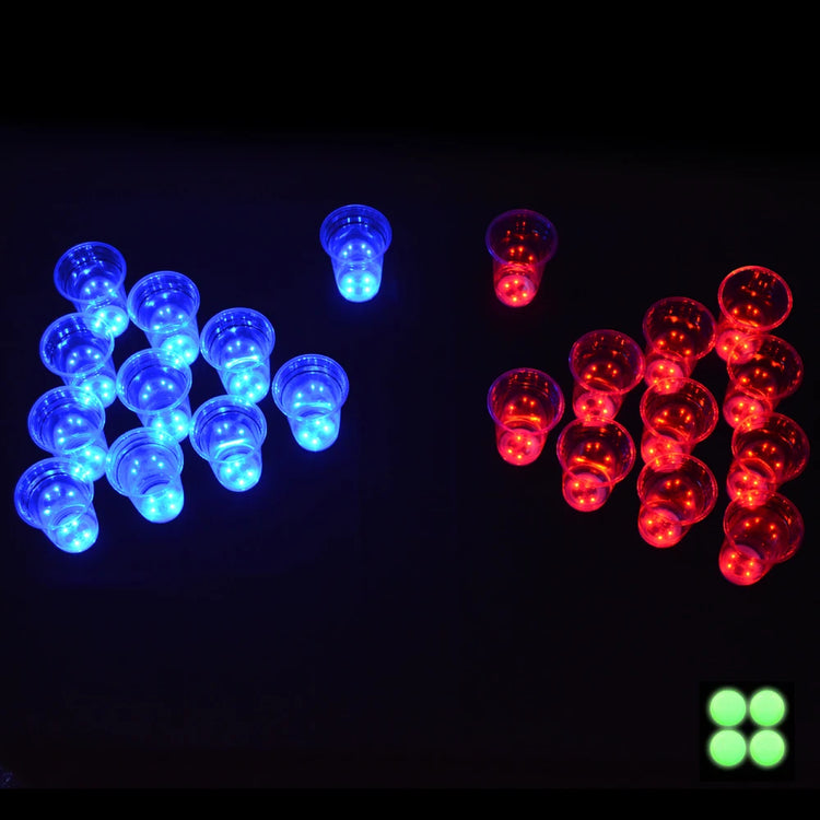 The Dark Beer Pong Set,Beer Pong Party Cup Set, LED Beer Pong Cups and Glow-In-The-Dark Balls,16 Oz,22 Set