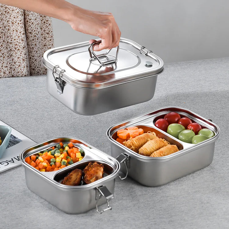 304 Stainless Steel Lunch Box Food Container Bento Box for Kids Adult Double Layer Large Capacity Tableware Food Storage Box
