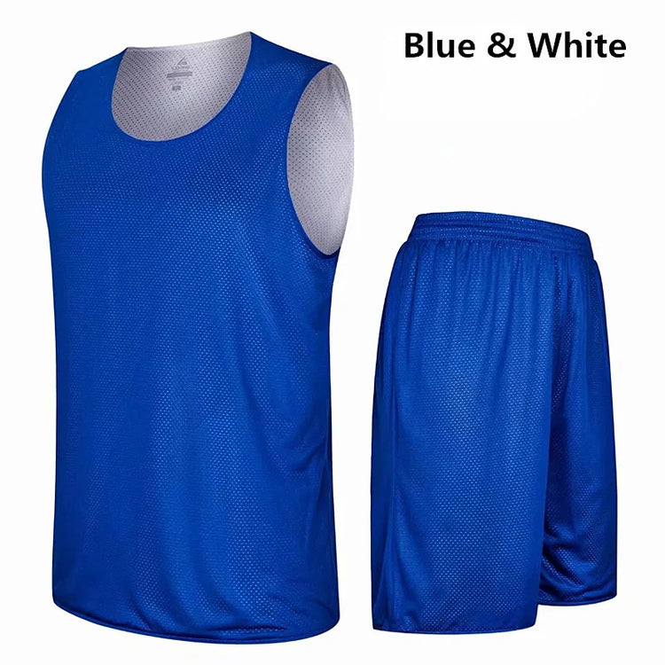 Double-Sided Wearable Basketball Jersey Sets Uniforms Sports Clothing Breathable Quick Dry Men Kids Basketball Training Suits