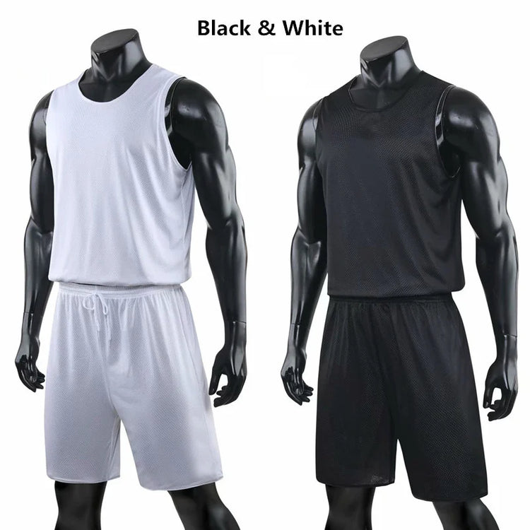 Double-Sided Wearable Basketball Jersey Sets Uniforms Sports Clothing Breathable Quick Dry Men Kids Basketball Training Suits