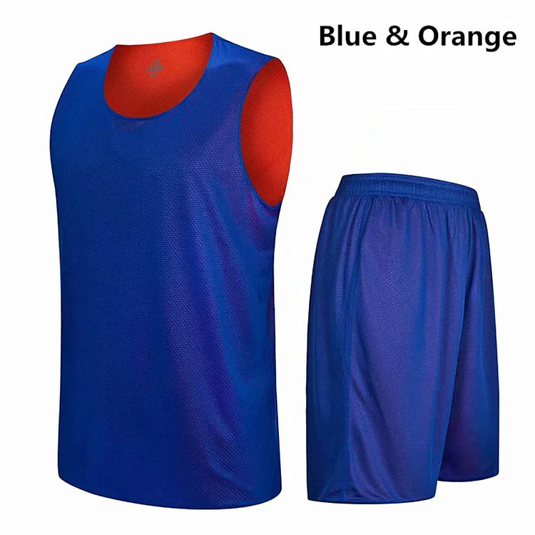 Double-Sided Wearable Basketball Jersey Sets Uniforms Sports Clothing Breathable Quick Dry Men Kids Basketball Training Suits