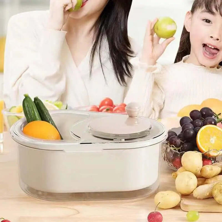 Vegetable Fruit Cleaning Spinner Labor-Saving Fruit Washers Machine Manual Kitchen Scrubber for Berries Fruits
