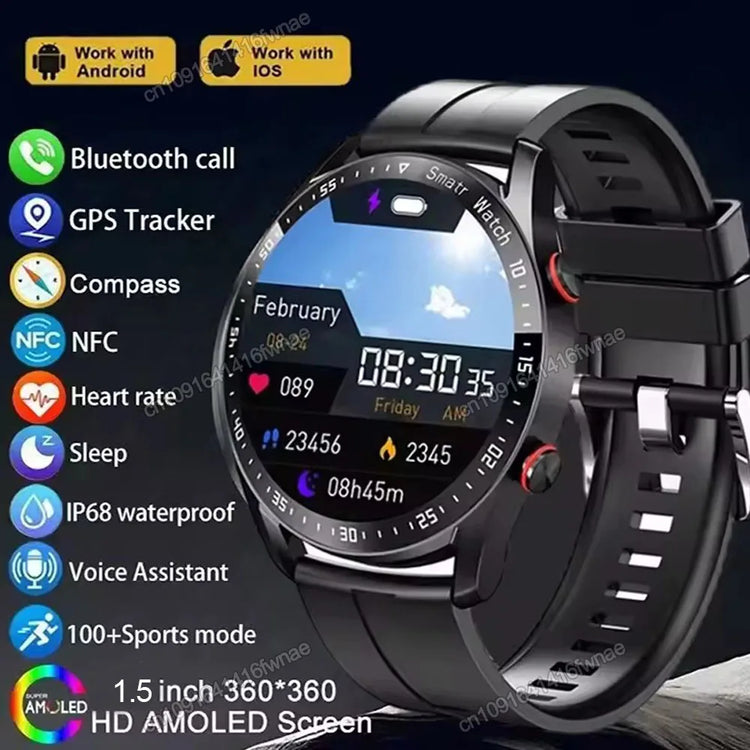 2025 New Bluetooth Call Smart Watch Men 360*360 HD Display Heart Rate Fitness Tracker ECG+PPG Business Smartwatches for Huawei