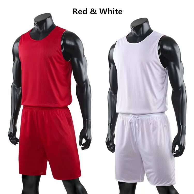 Double-Sided Wearable Basketball Jersey Sets Uniforms Kits Sports Clothing Breathable Men Basketball Jerseys Training Suits