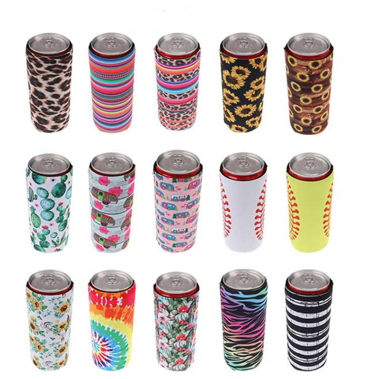 2Pack Skinny Can Cooler Bag, Wine Cooler Bag Beer Cooler for Bottles and Cans Colourful Neoprene Beer Coolies Beer Holders 12Oz