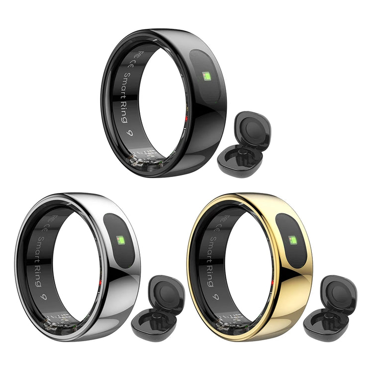 Smart Ring R08 Blood Oxygen Pressure Health Monitor 5ATM Waterproof Health and Sleep Monitor with Charging Case for Phone
