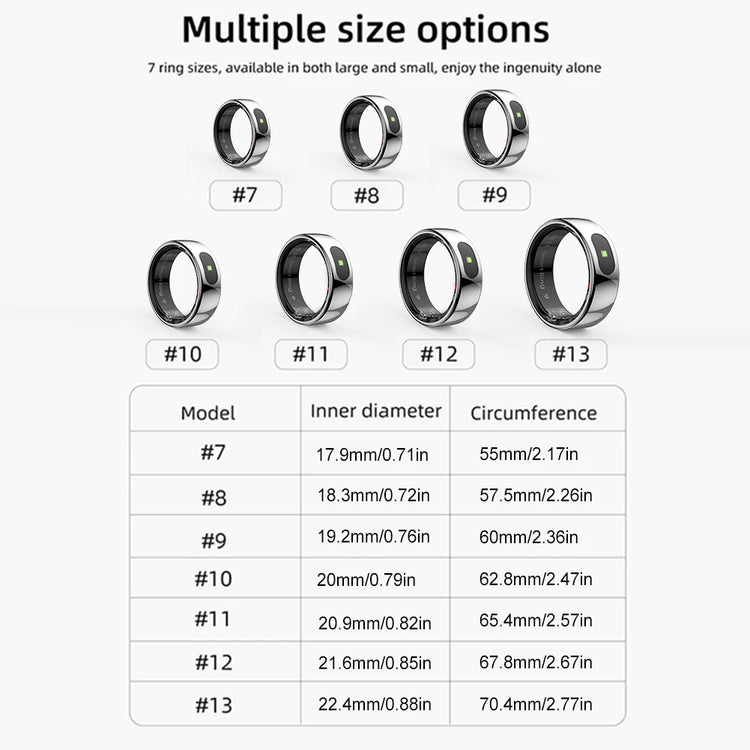 Smart Ring R08 Blood Oxygen Pressure Health Monitor 5ATM Waterproof Health and Sleep Monitor with Charging Case for Phone
