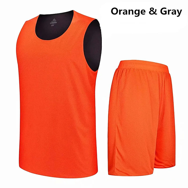Double-Sided Wearable Basketball Jersey Sets Uniforms Sports Clothing Breathable Quick Dry Men Kids Basketball Training Suits