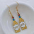 Wine Earrings, Beer Earrings, Handmade Asymmetric Earrings Jewelry Mini Food Jewelry Gifts for Wine and Beer Lovers