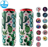 2Pack Skinny Can Cooler Bag, Wine Cooler Bag Beer Cooler for Bottles and Cans Colourful Neoprene Beer Coolies Beer Holders 12Oz
