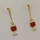 Wine Earrings, Beer Earrings, Handmade Asymmetric Earrings Jewelry Mini Food Jewelry Gifts for Wine and Beer Lovers