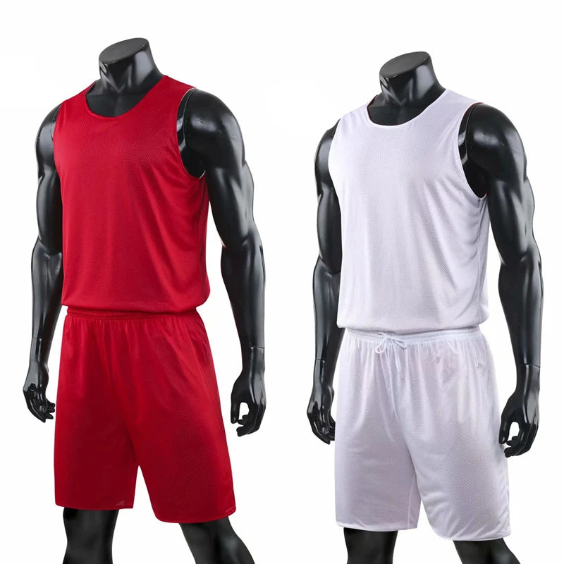 Double-Sided Wearable Basketball Jersey Sets Uniforms Sports Clothing Breathable Quick Dry Men Kids Basketball Training Suits