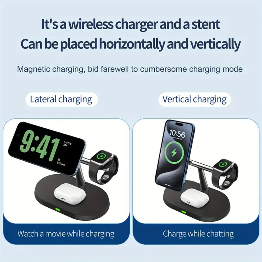 3 in 1 Magnetic Wireless Charger Stand for Iphone 12 13 14 15 16 ，Fast Charging Station for Apple Watch 10 9 8 7 6 5 Airpods Pro