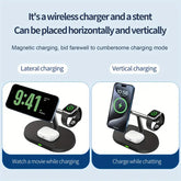 3 in 1 Magnetic Wireless Charger Stand for Iphone 12 13 14 15 16 ，Fast Charging Station for Apple Watch 10 9 8 7 6 5 Airpods Pro