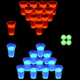 The Dark Beer Pong Set,Beer Pong Party Cup Set, LED Beer Pong Cups and Glow-In-The-Dark Balls,16 Oz,22 Set