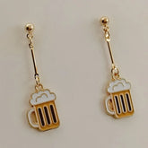 Wine Earrings, Beer Earrings, Handmade Asymmetric Earrings Jewelry Mini Food Jewelry Gifts for Wine and Beer Lovers