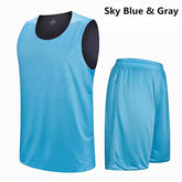 Double-Sided Wearable Basketball Jersey Sets Uniforms Sports Clothing Breathable Quick Dry Men Kids Basketball Training Suits
