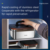 304 Stainless Steel Handle Bento Lunch Box Food Grade Refrigerator Storage Box Household Use Large Capacity Sealed Picnic Box