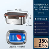 304 Stainless Steel Handle Bento Lunch Box Food Grade Refrigerator Storage Box Household Use Large Capacity Sealed Picnic Box