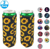 2Pack Skinny Can Cooler Bag, Wine Cooler Bag Beer Cooler for Bottles and Cans Colourful Neoprene Beer Coolies Beer Holders 12Oz