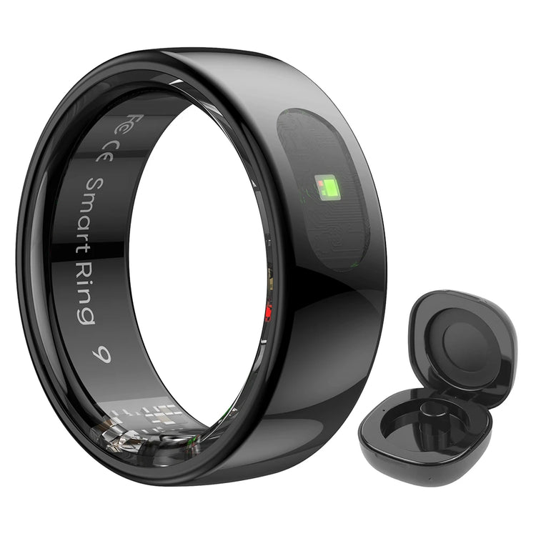 Smart Ring R08 Blood Oxygen Pressure Health Monitor 5ATM Waterproof Health and Sleep Monitor with Charging Case for Phone