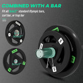 SPORTNOW Olympic EZ Curl Bar with 30kg Weight Plates, Barbell Bar for 5cm Weight Plates with Spring Clips, Home Gym Weight Lifting Bar, 120cm, 38kg-2