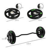SPORTNOW Olympic EZ Curl Bar with 30kg Weight Plates, Barbell Bar for 5cm Weight Plates with Spring Clips, Home Gym Weight Lifting Bar, 120cm, 38kg-1