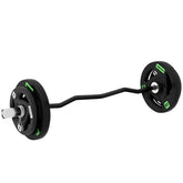 SPORTNOW Olympic EZ Curl Bar with 30kg Weight Plates, Barbell Bar for 5cm Weight Plates with Spring Clips, Home Gym Weight Lifting Bar, 120cm, 38kg-0