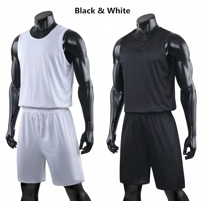 Double-Sided Wearable Basketball Jersey Sets Uniforms Kits Sports Clothing Breathable Men Basketball Jerseys Training Suits
