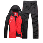 New Winter Sets plus Velvet Men Sport Suits Sportswear Set Fitness Warm Tracksuit Zip Pocket Casual Suit Male&