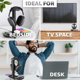Headphone Stand with 4 in 1 Wireless Charger -Headset Holder & Station Dock for Apple Watch, Airpods Max/Pro/2/ Iphone 15/14/13