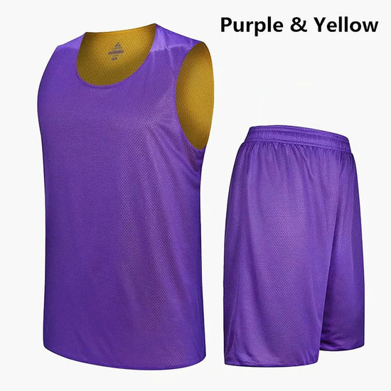 Double-Sided Wearable Basketball Jersey Sets Uniforms Sports Clothing Breathable Quick Dry Men Kids Basketball Training Suits