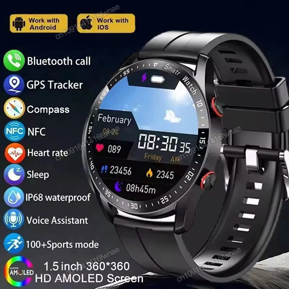 2025 New Bluetooth Call Smart Watch Men 360*360 HD Display Heart Rate Fitness Tracker ECG+PPG Business Smartwatches for Huawei