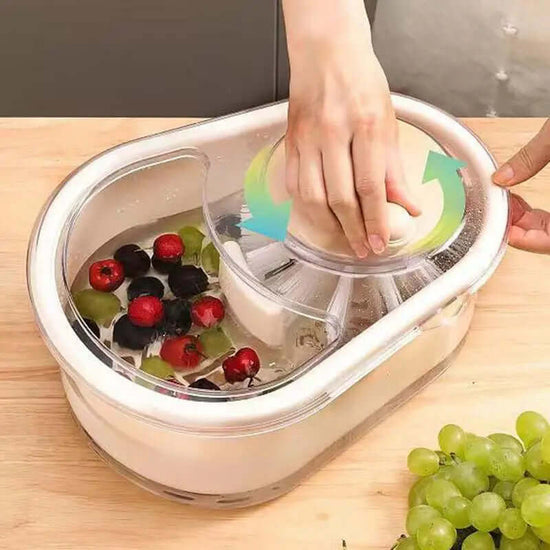 Vegetable Fruit Cleaning Spinner Labor-Saving Fruit Washers Machine Manual Kitchen Scrubber for Berries Fruits
