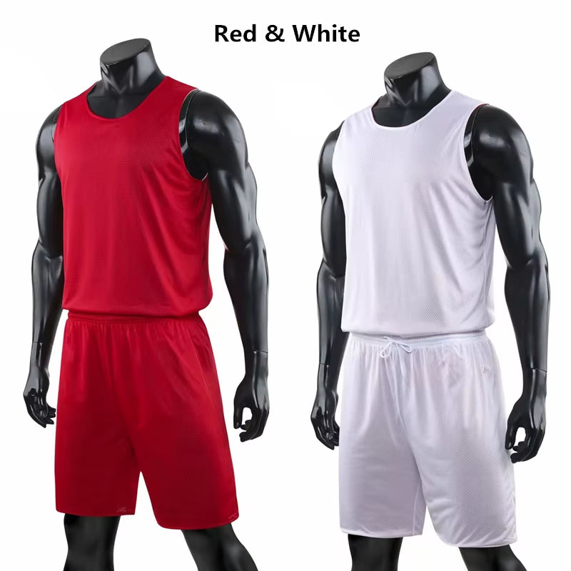 Double-Sided Wearable Basketball Jersey Sets Uniforms Kits Sports Clothing Breathable Men Basketball Jerseys Training Suits
