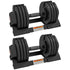 SPORTNOW 2 x 20KG Adjustable Dumbbells Set, 4-in-1 Weights Set with Storage Tray and Non-Slip Handle, Home Gym Fitness Equipment in Black-0