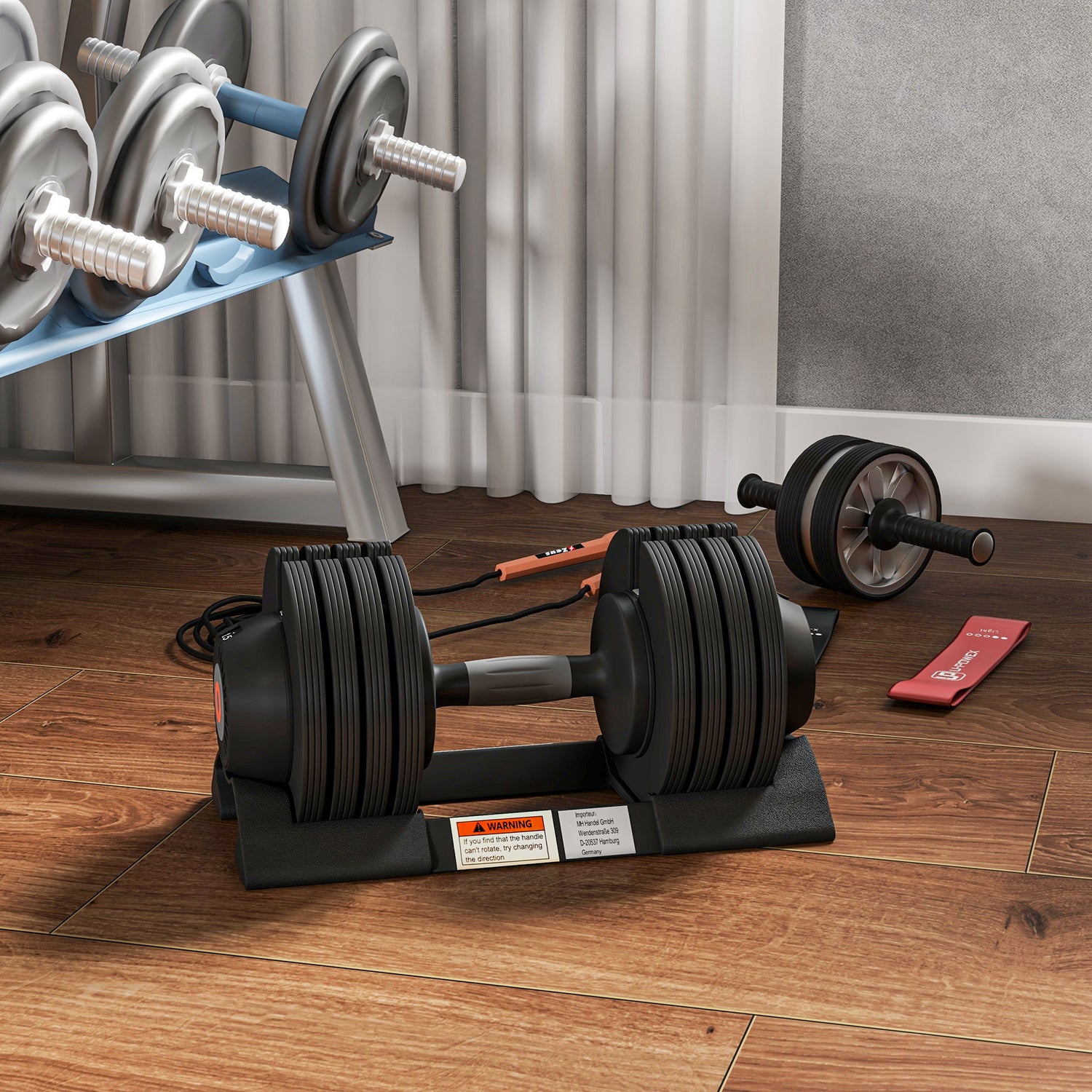 SPORTNOW 2 x 20KG Adjustable Dumbbells Set, 4-in-1 Weights Set with Storage Tray and Non-Slip Handle, Home Gym Fitness Equipment in Black-5